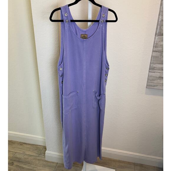 AMI Purple Maxi Shift Dress Sleeveless Pocket Tencel Pullover Button Size Medium - Picture 1 of 4